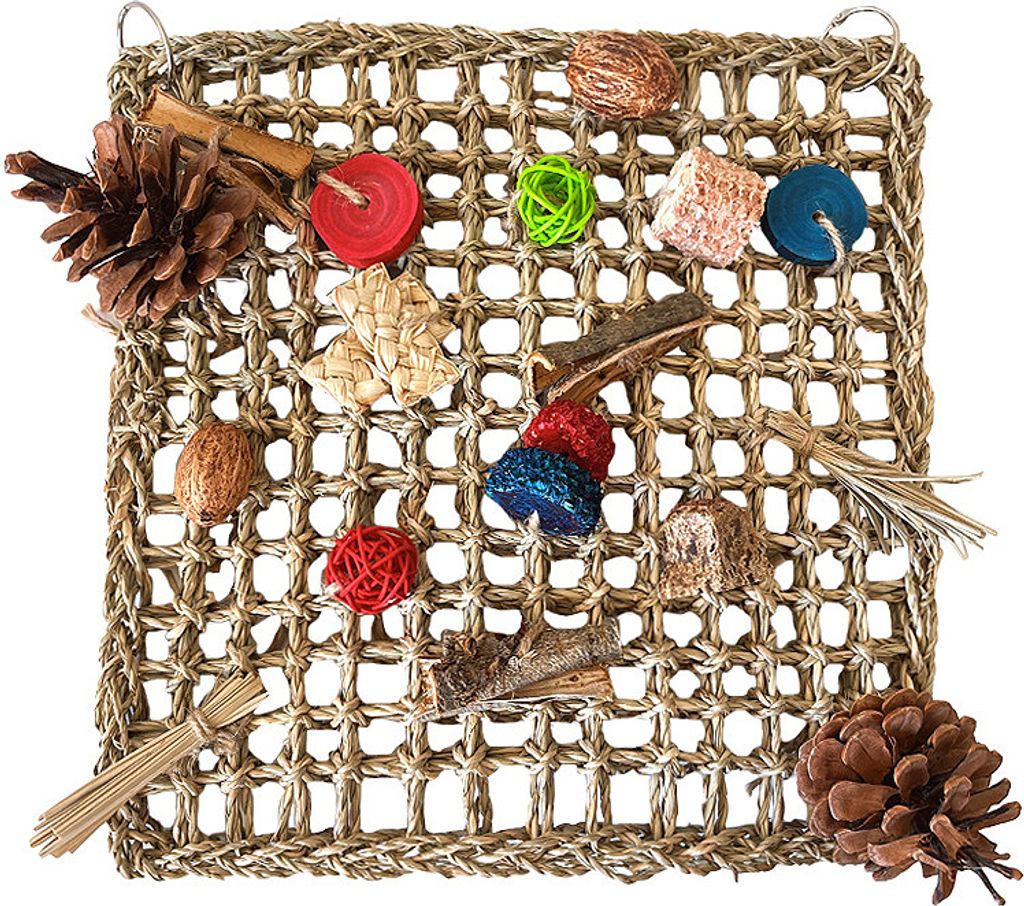 30cm Vögel Futtersuche Wandspielzeug Papagei Kauen Hängende Haken Spielzeug Gewebte Kletterhängemattenmatte Vogelkletternetz Kletterkäfig