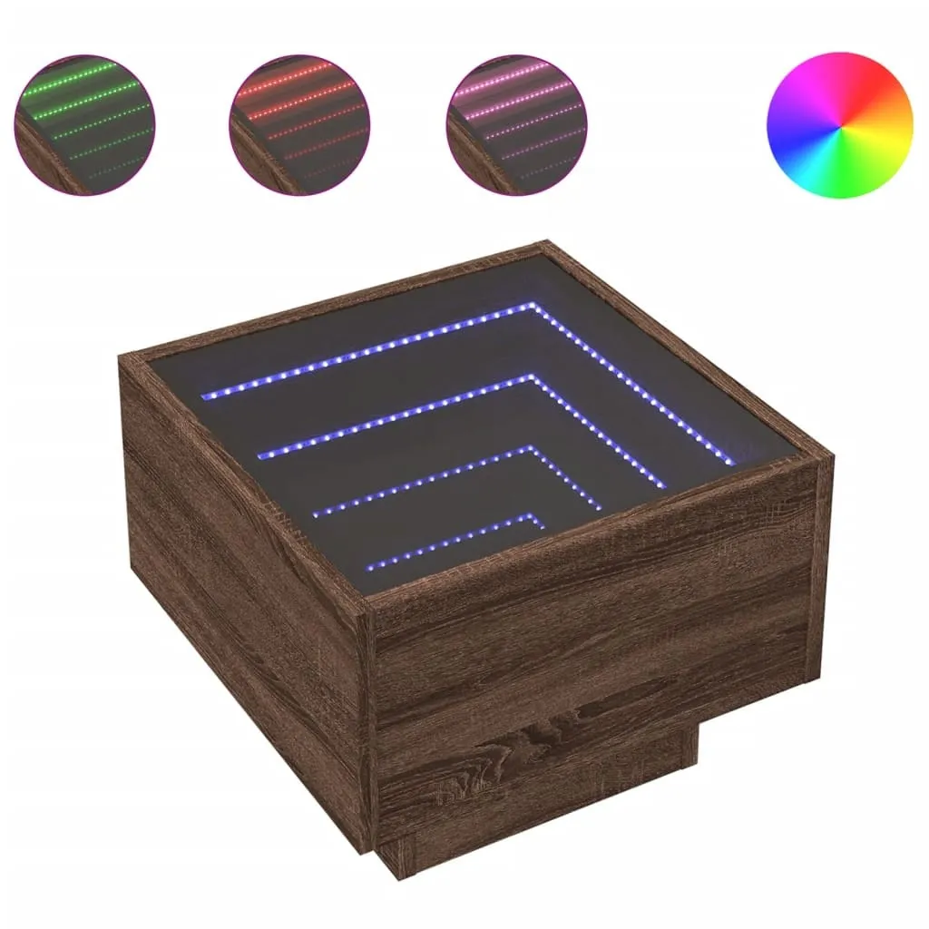 SYFAX™ Tavolino LED Rovere Marrone 40x40x30cm - Arredo Design Moderno
