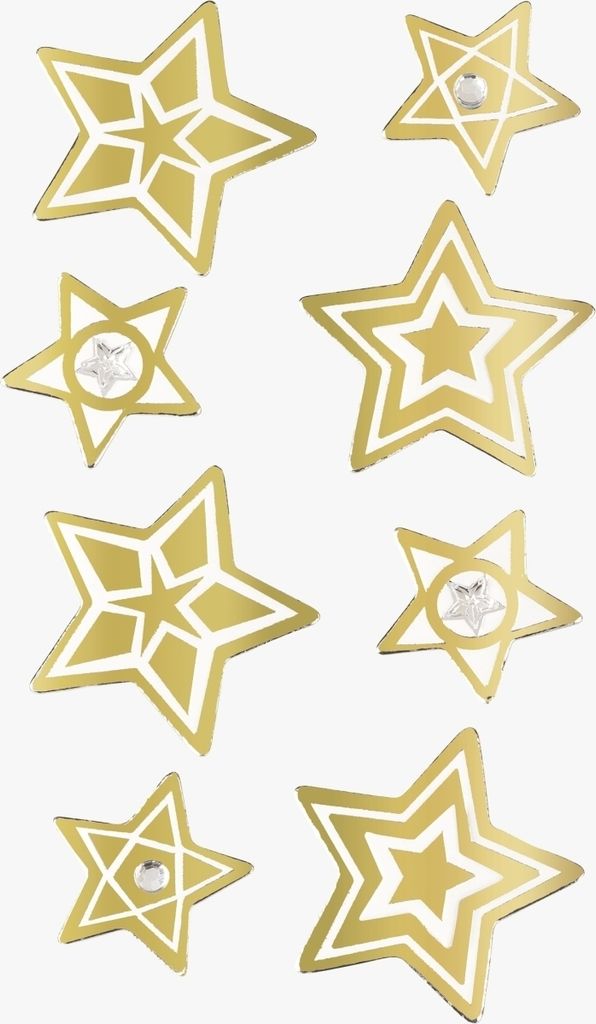 Sticker-Etikett Goldsterne 8 Stück bunt Packung mit 6 Stück