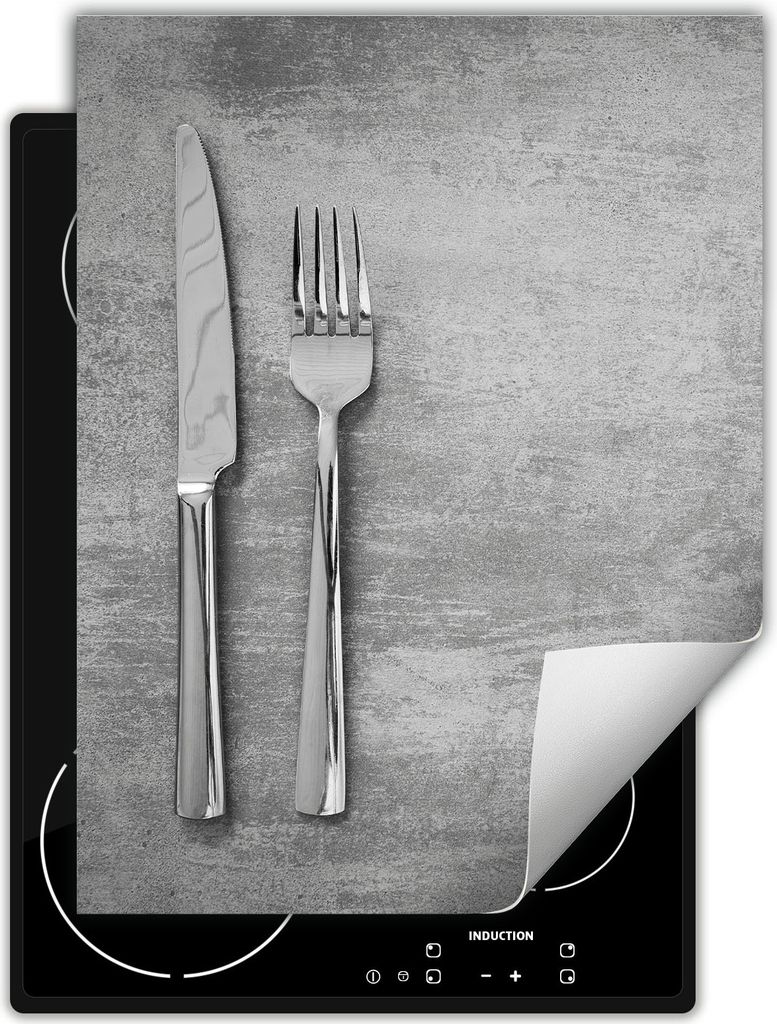 DarHaus Herdabdeckplatte Einteilig Küche Abdeckplatte für Glaskeramikfeld Abdeckung Induktionskochfeld Aufrollbare Matte 40x52 cm, grau - schiefer