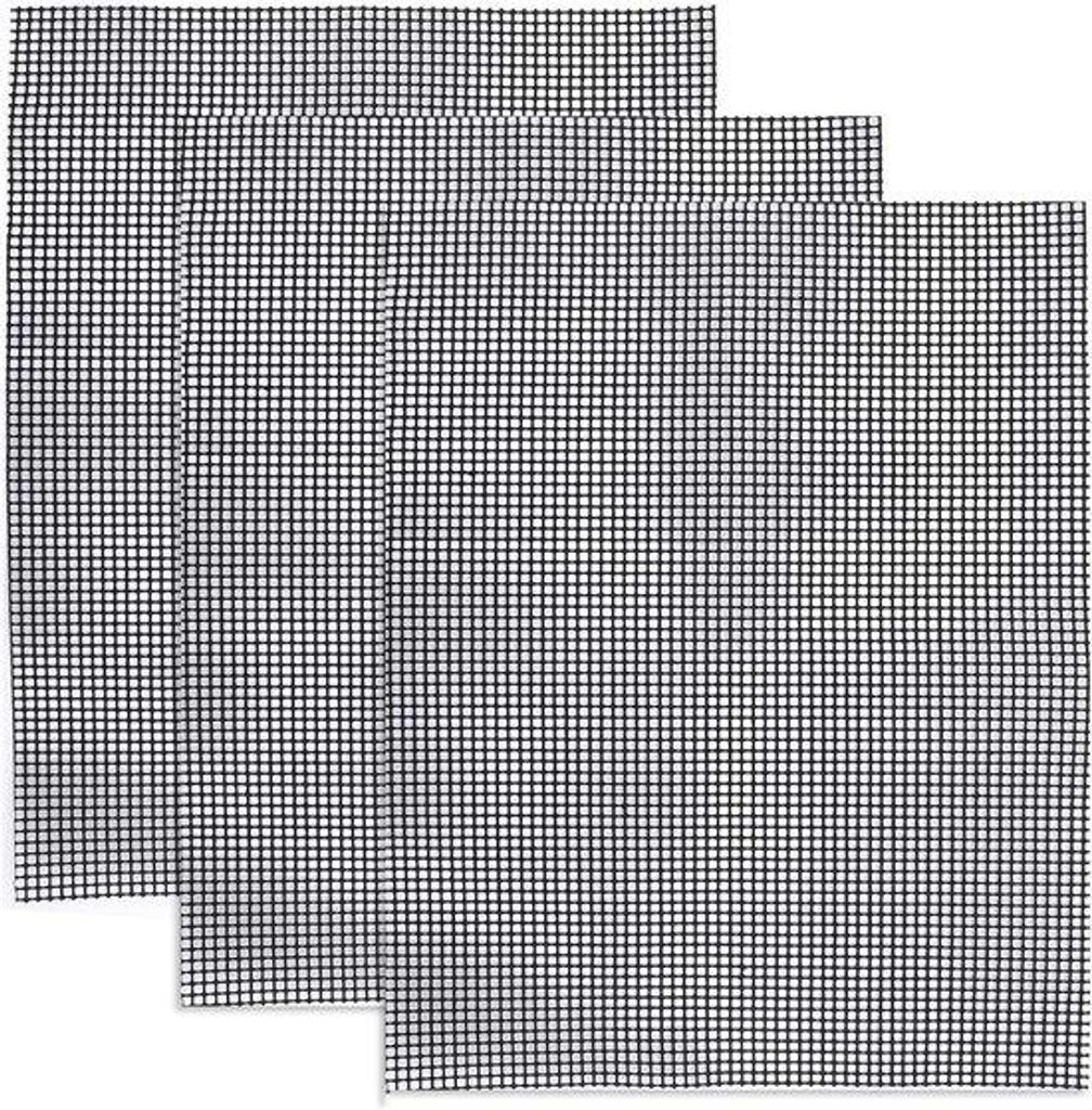 Famanu Grillmatten - 100% Antihaftbeschichtung - wiederverwendbare Grillmatten - hitzebeständig - 40 x 33 cm - Set mit 3 Stück