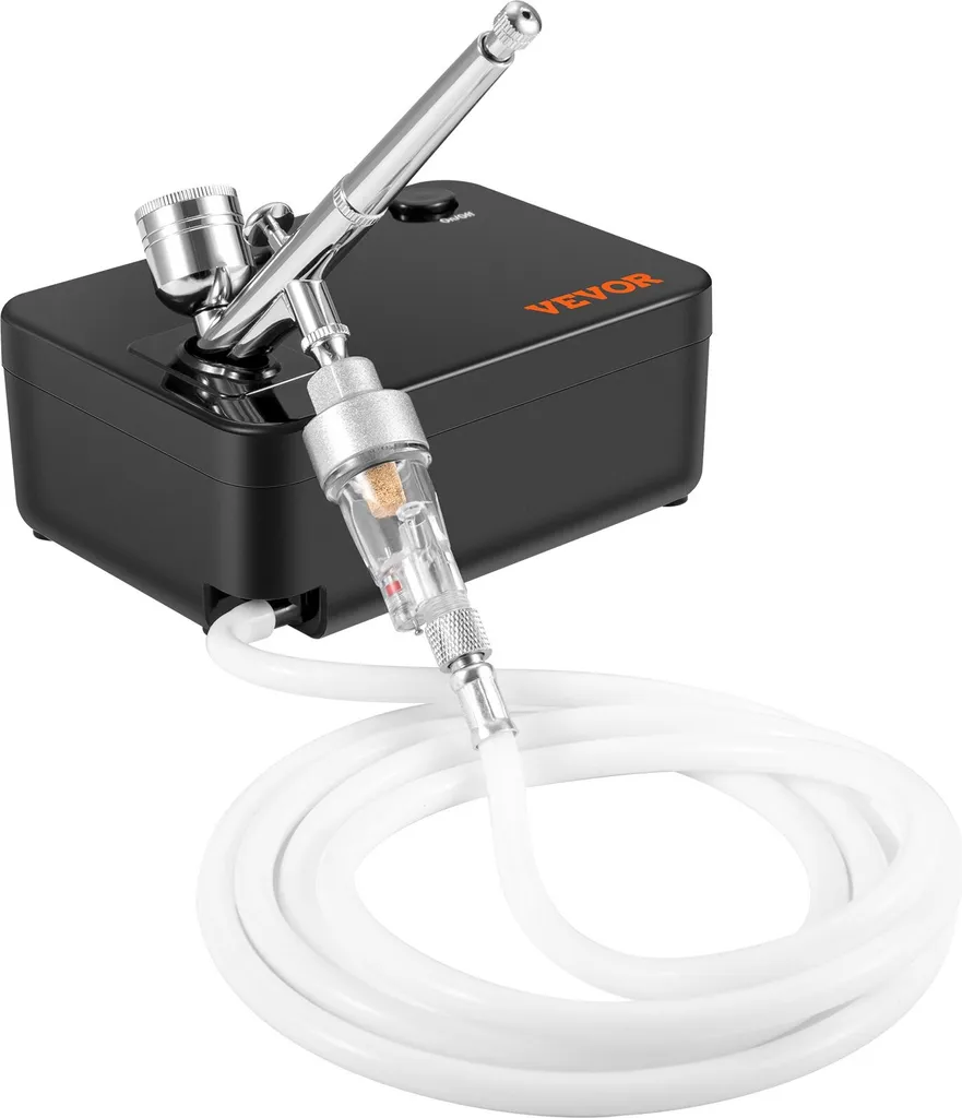Set di aerografi a doppia azione con pistola per verniciatura, compressore d'aria da 30 psi ± 15 %, set di pistole per aerografo da 220 V per make-up, manicure, tatuaggi, design pittorico, arti e mestieri, decorazione alimentare - 10