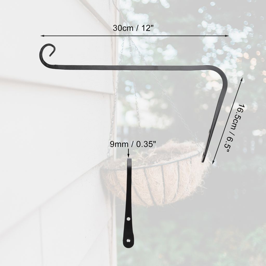 2 Stück Pflanzenaufhänger, 12 Zoll Pflanzenaufhänger, Hängehalterungen, Schwarz