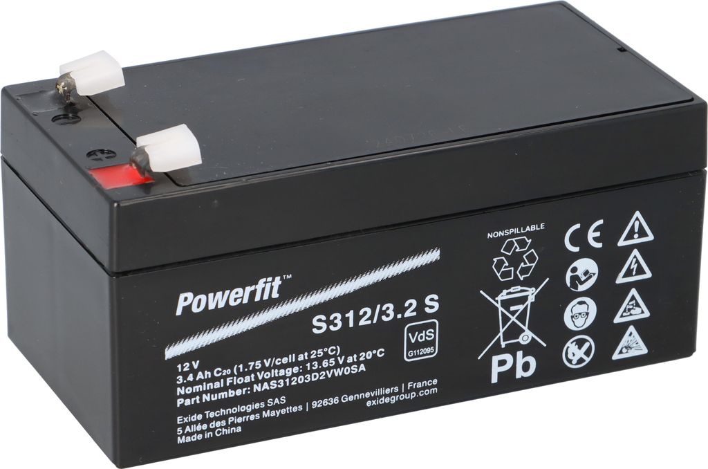 Exide Powerfit Bleiakku AGM 12V 3,4Ah S312/3.2 S 4,8mm Anschluss