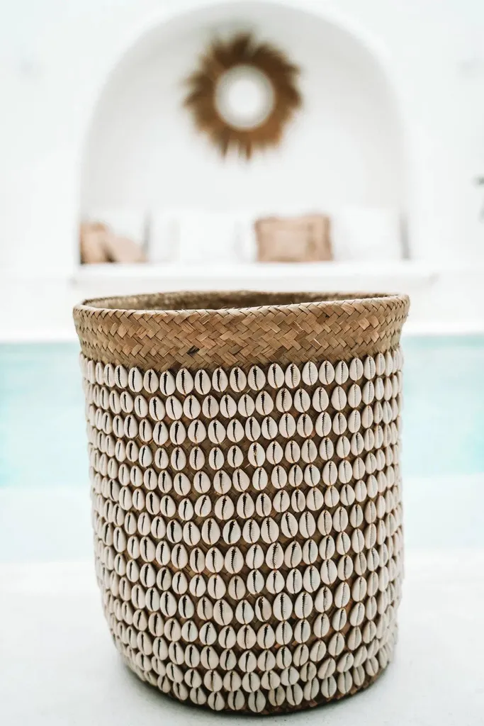 Panier Déco Pandan Marron et Blanc - Solution de Rangement Esthétique - 9