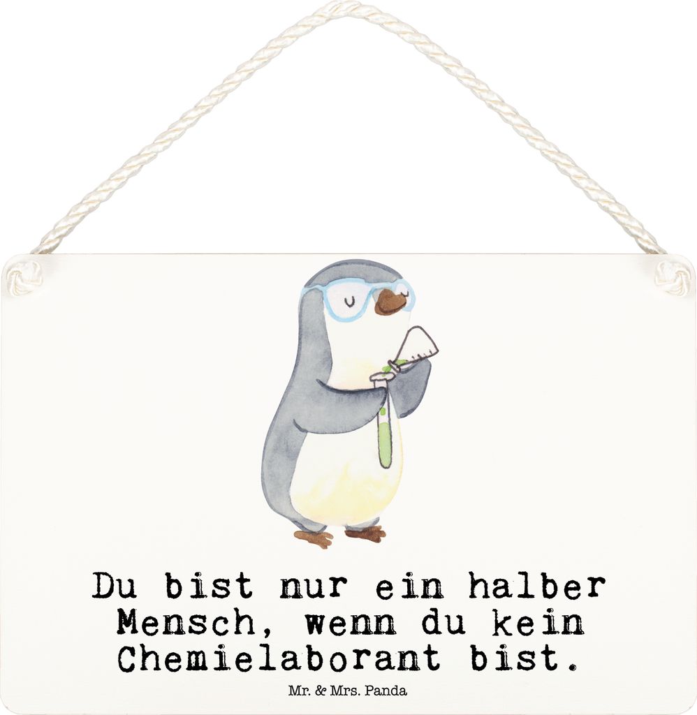 Mr. & Mrs. Panda Schild Chemielaborant Herz DIN A6 - Weiß - Geschenk, holzbild, Labor, Türschild, Wandbild Holz, Deko, Studium, Holzschild, Spruc...
