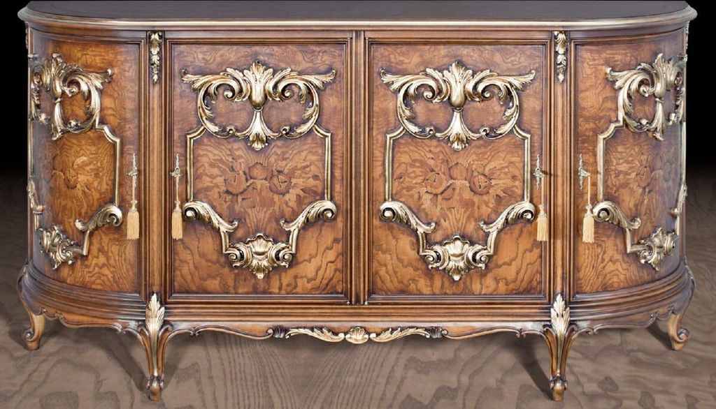 Casa Padrino Luxus Barock Sideboard Braun / Gold - Edler Massivholz Schrank mit 4 Türen - Barock Hotel & Schloß Möbel - Erstklassische Qualität...