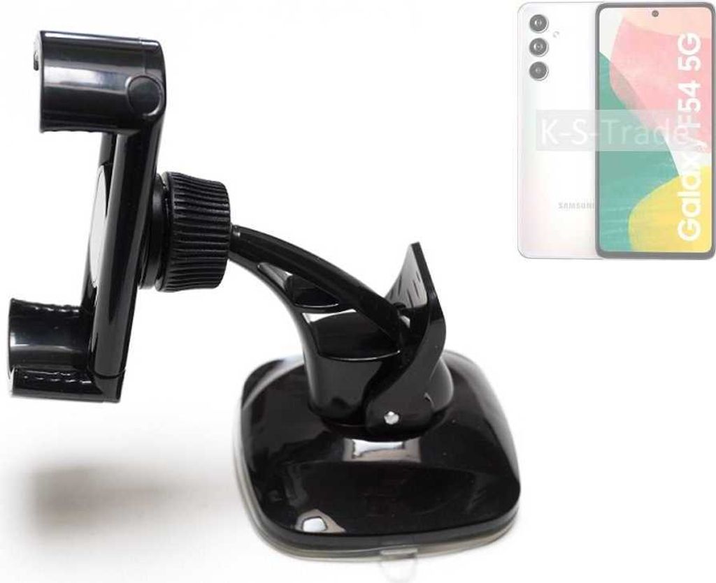 K-S-Trade kompakte Handy-Halterung Windschutzscheibe kompatibel mit Samsung Galaxy F54 5G Armaturenbrett schwarz Autohalterung KFZ Halter