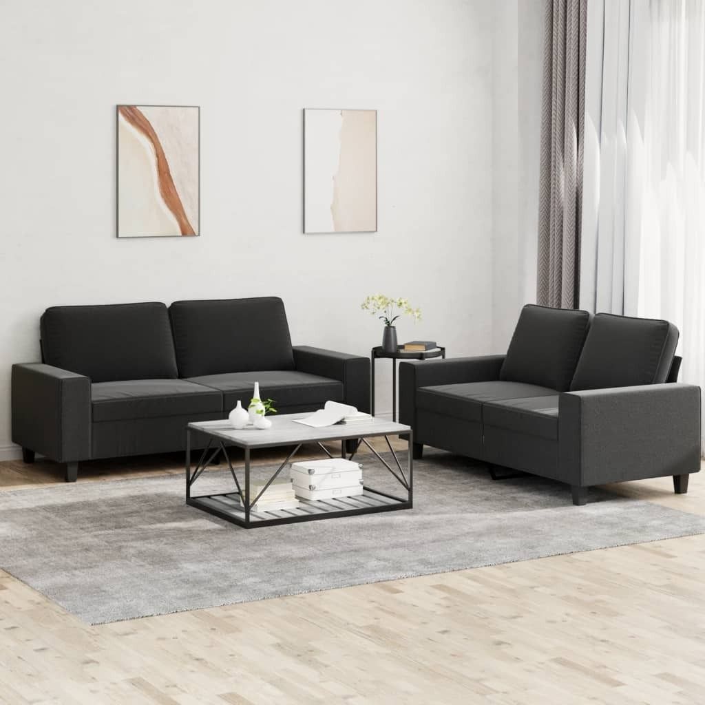 Maison Exclusive - 2-tlg. Sofagarnitur Schwarz Stoff