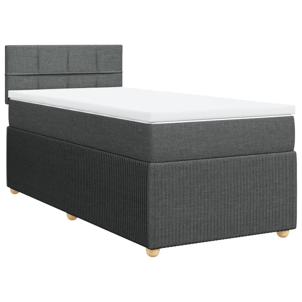 vidaXL Boxspringbett mit Matratze Dunkelgrau 80x200 cm Stoff