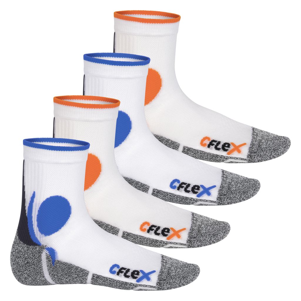 CFLEX Damen und Herren Running Funktions-Socken (4 Paar) Laufsocken - Weiss-Mix 43-46