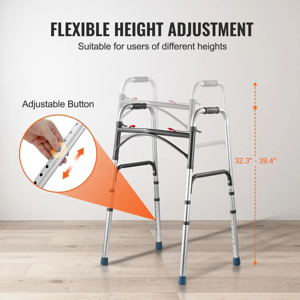 Déambulateur de marche médical ajustable avec structure pliable 158kg - 4