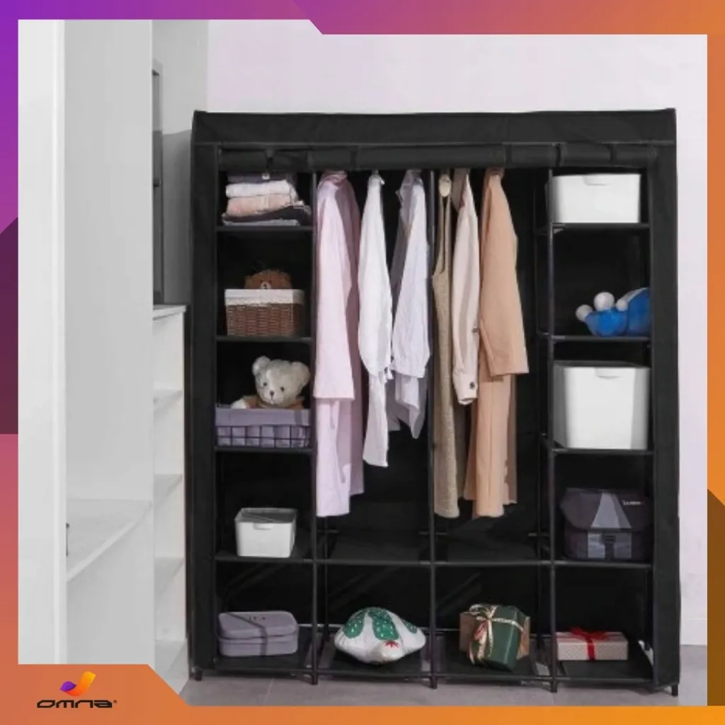 Dressing Textile XXL Gain de Place - Idéal Chambre et Studio - Noir