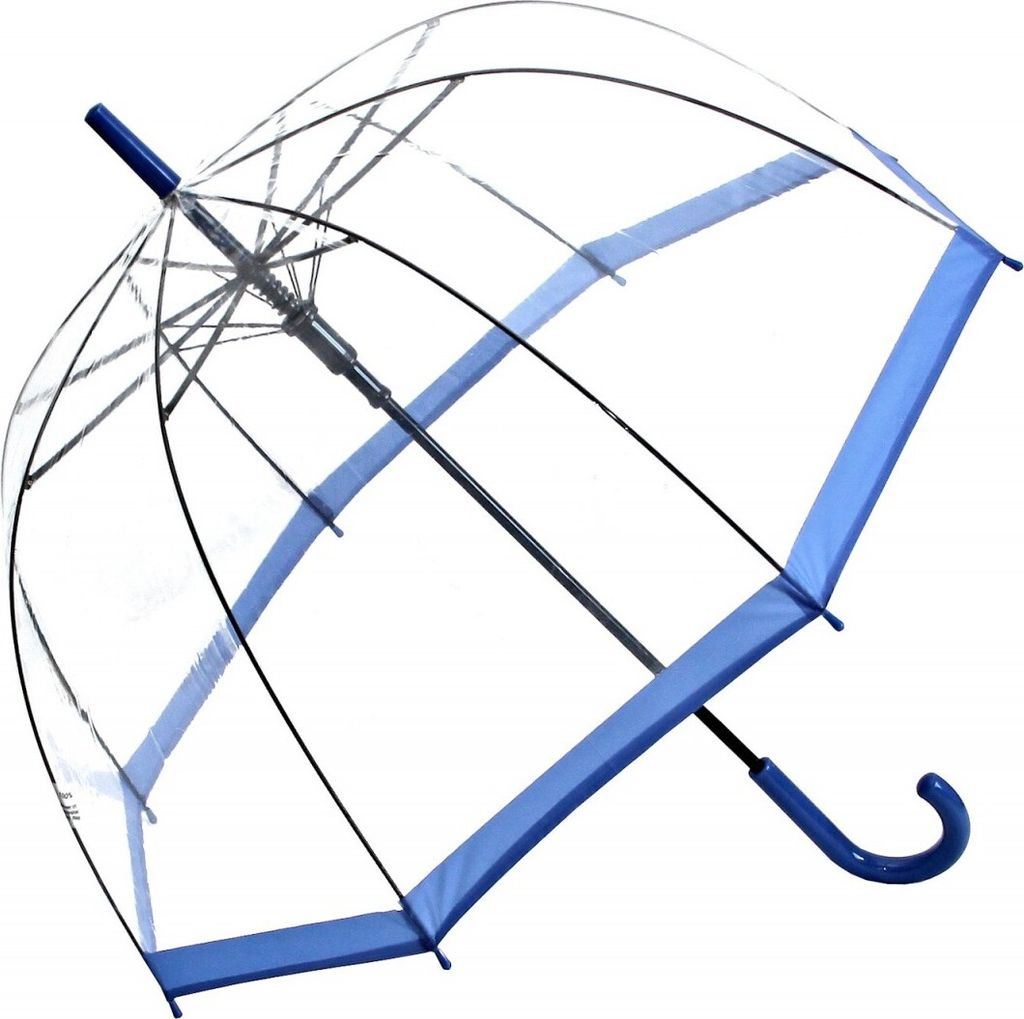 Regenschirm Transparent Durchsichtig Glockenschirm Damen Automatiköffnung Blau