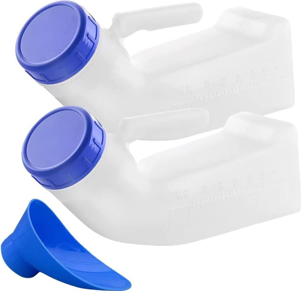 Urinal für Männer und Frauen - 2 Stück - tragbares Urinal 1000 ml - unisex Urinale - Notfall Urinflasche - auslaufsicher - Auto Camping Reisen O...