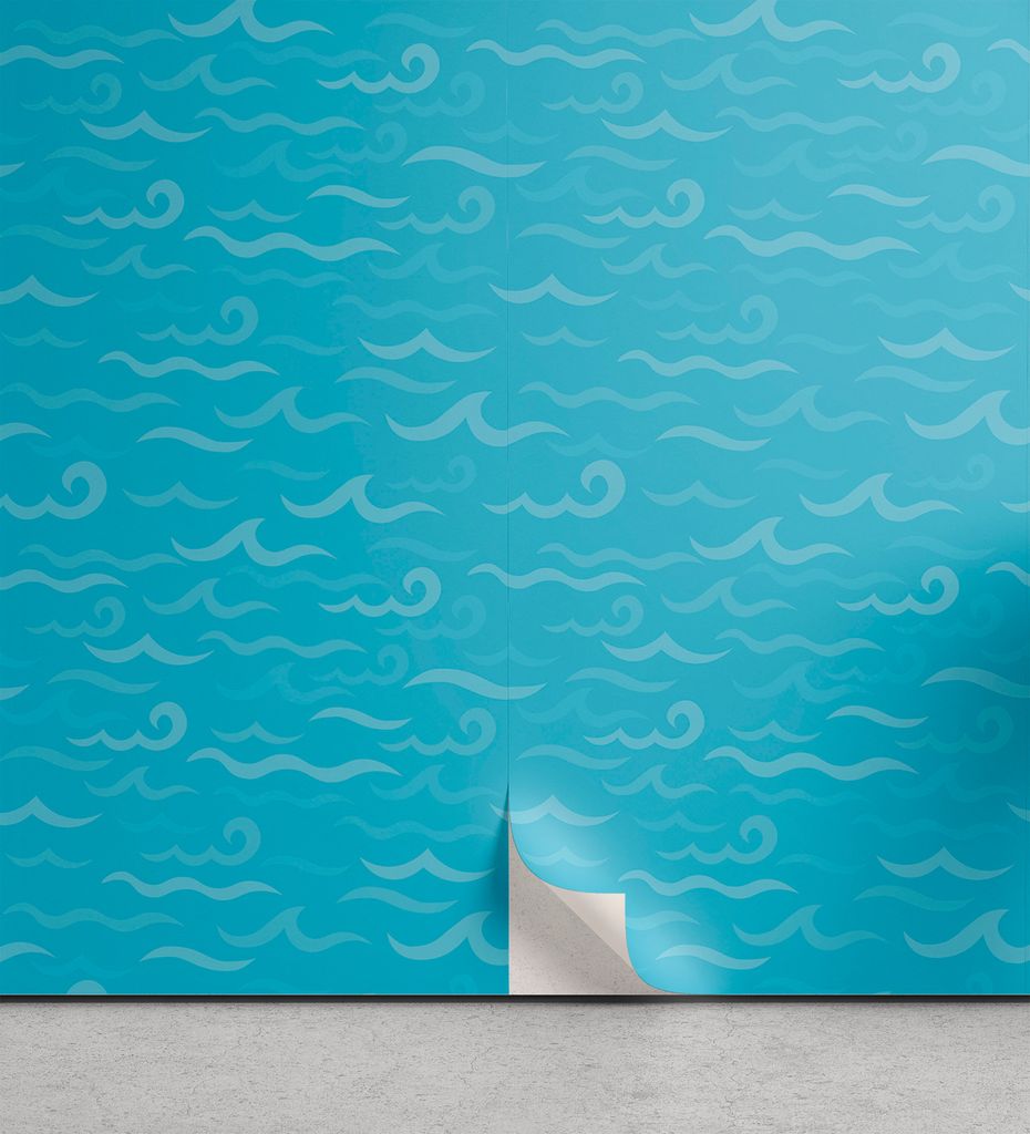ABAKUHAUS Nautical Blau abziehbare & klebbare Tapete für Zuhause, Simplistic Sea Waves, selbstklebendes Wohnzimmer Küchenakzent, 33 cm x 90 cm, M...