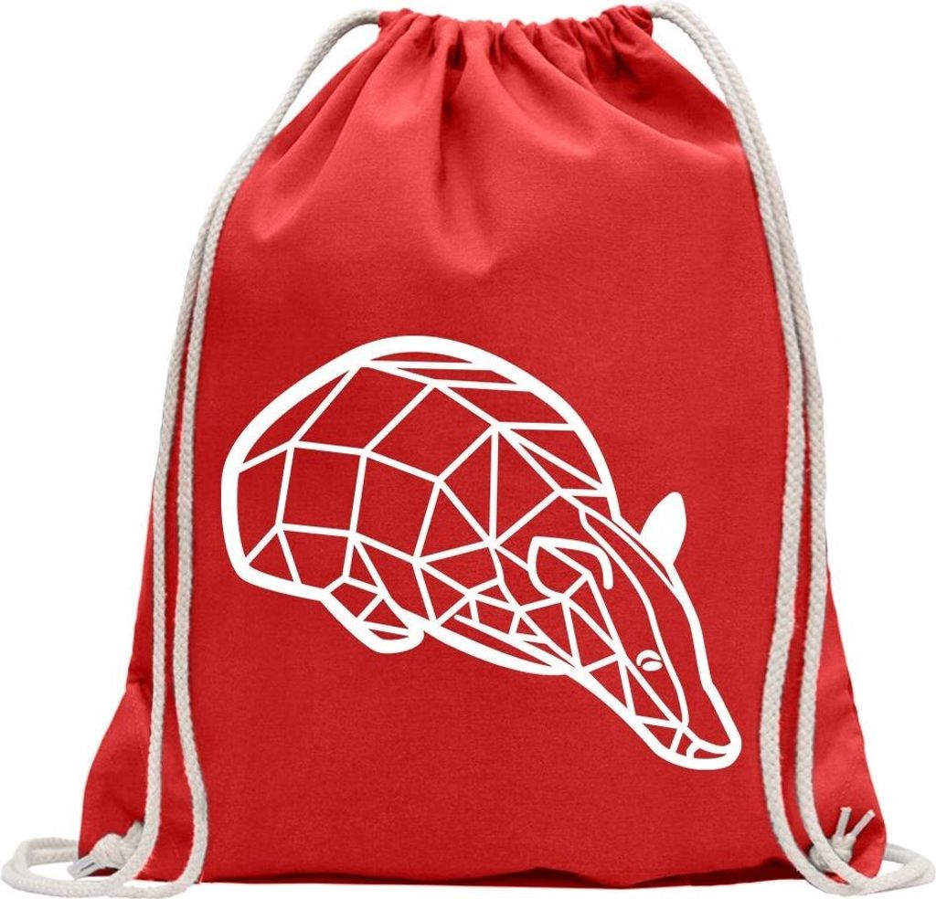 Kiwistar - Turnbeutel - rot - Dachs Grimbart Polygon - Fun Rucksack Sport Beutel Gymsack Baumwolle mit Ziehgurt
