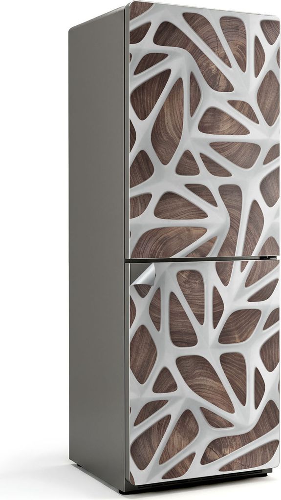 Holzbrett vertikal – Kühlschrank Aufkleber – Klebefolie Kühlschrank – Kühlschrank Nachbildung – Kühlschrankfolie selbstklebend – Küc...