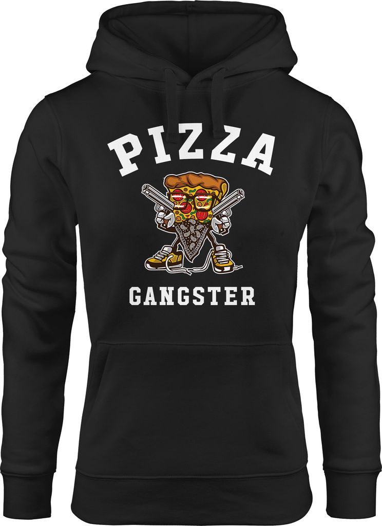 Kapuzen-Pullover Damen Pizza Gangster Hoodie Moonworks schwarz L