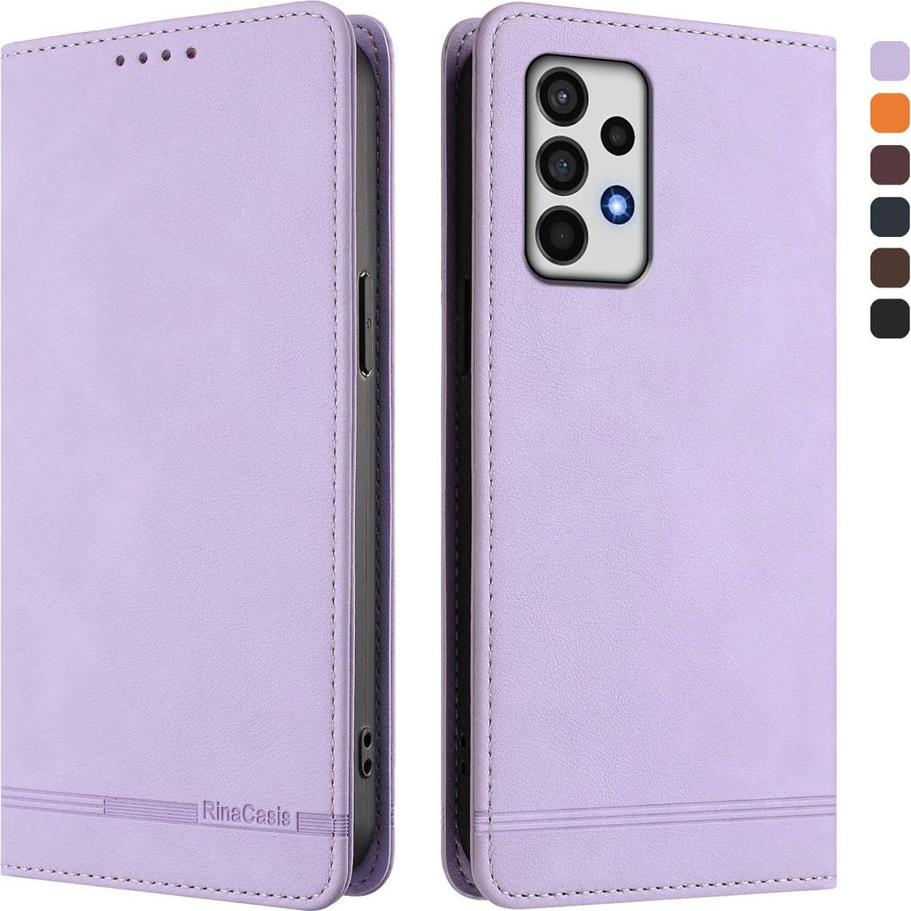 Hülle für Samsung Galaxy A52 / A52s 5G, Retro Kunstleder Ständer Klapphülle mit Kartenfächer und Magnetische Violett