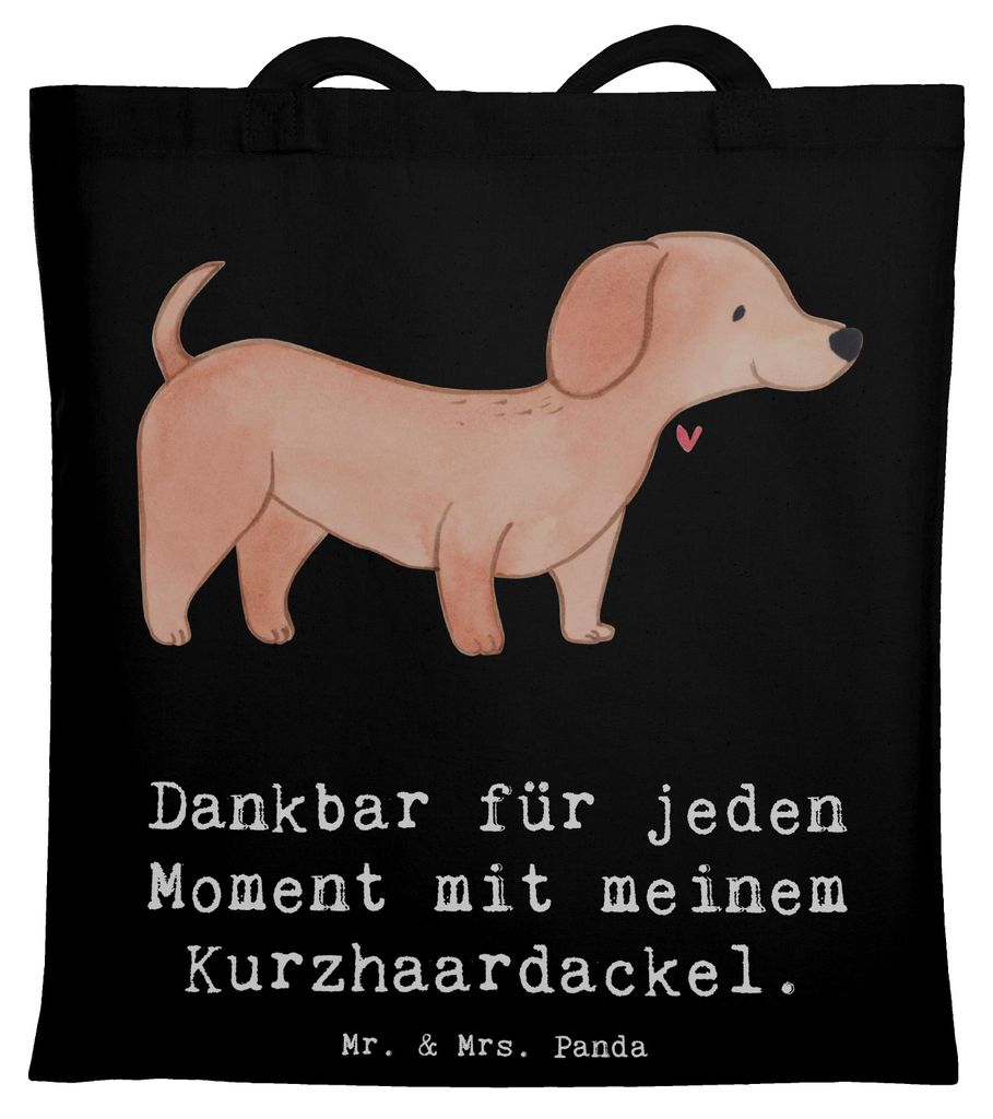 Mr. & Mrs. Panda Shopping Tasche Dackel Kurzhaardackel Moment - Schwarz - Geschenk, Jutebeutel, Schultasche, festivaltasche, Teckel, Beutel, Laptop...