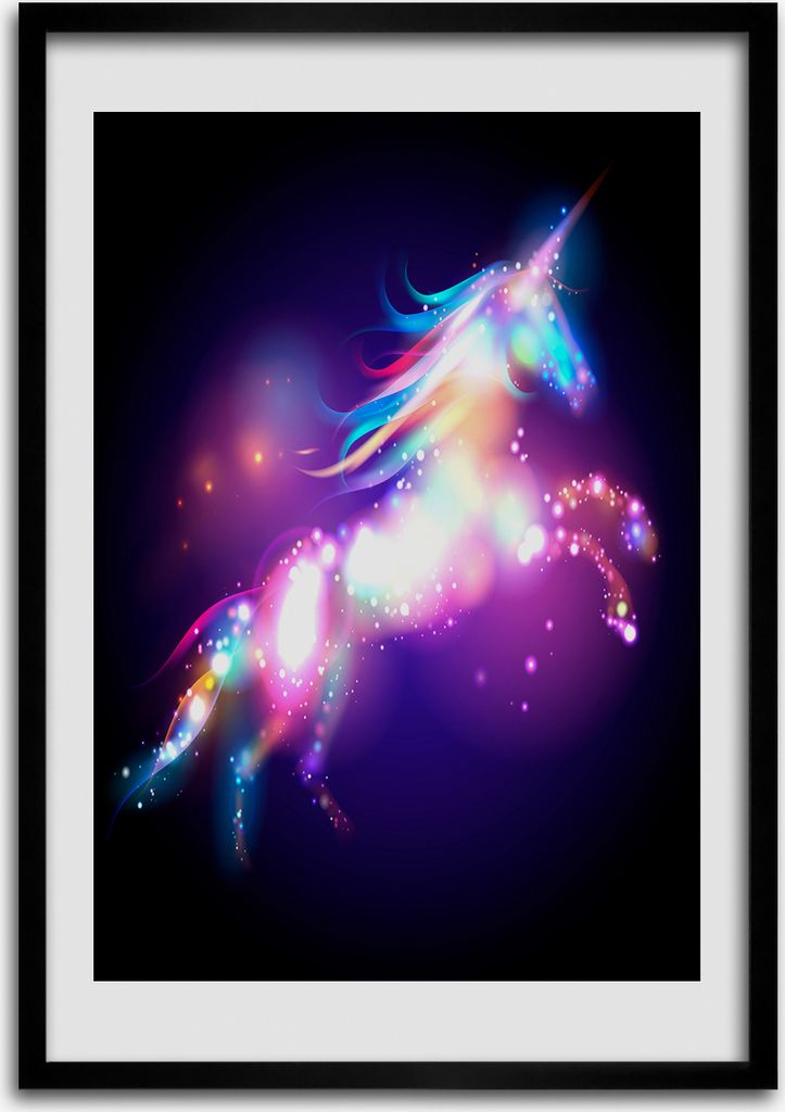 Bild - Bilderrahmen - Foto - 70 cm x 100 cm - MDF - Rahmen - Wandkunst - Magisches Einhorn
