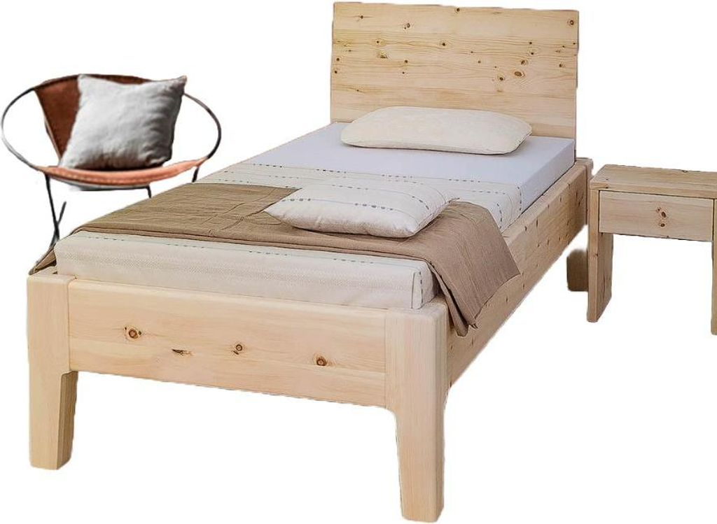 Einzelbett Regine 100x200 Metallfrei Zirbe mit Kopfteil