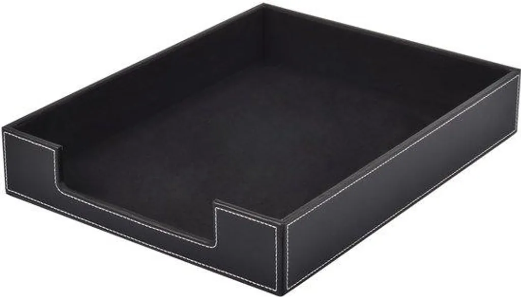Organiseur de bureau cuir noir : fini le désordre avec ce système empilable