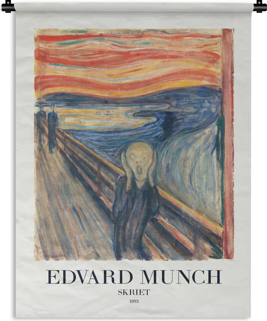 MuchoWow Wandteppich Wandbehang Malerei - Schrei - Munch - Alte Meister - Kunst 90x120 cm Tapisserie Dekoration Wandtuch - Wanddeko