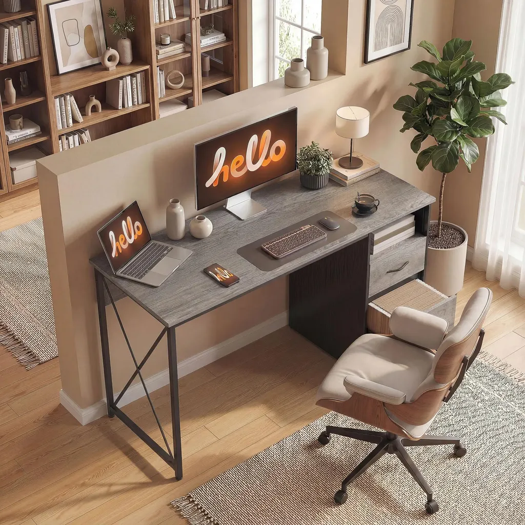Bureau d'ordinateur anti-rayures 120 cm gris clair - Stable 75 kg