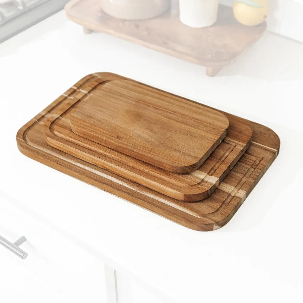 Planche à Découper pour Viande et Légumes, Bois d'Acacia Premium