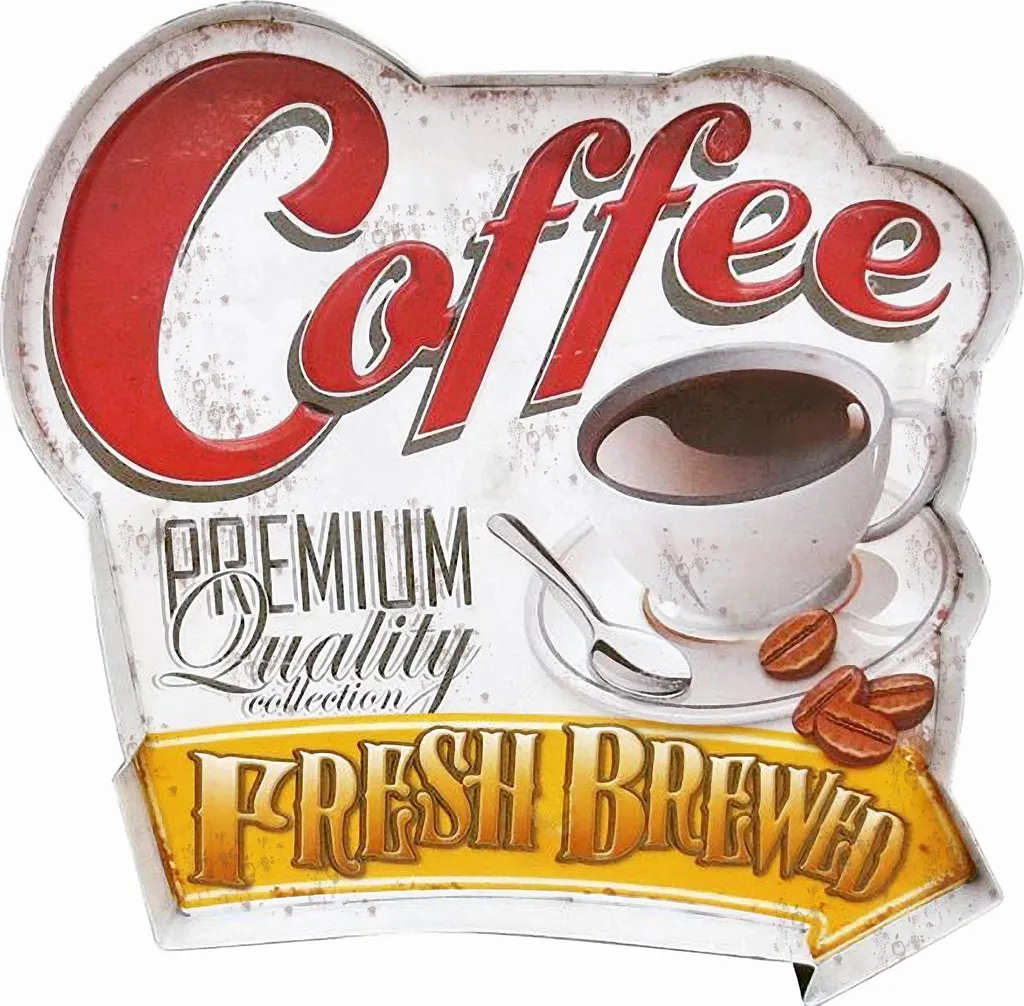 Plaque de café vintage en métal - Décoration murale rétro 20x30 cm
