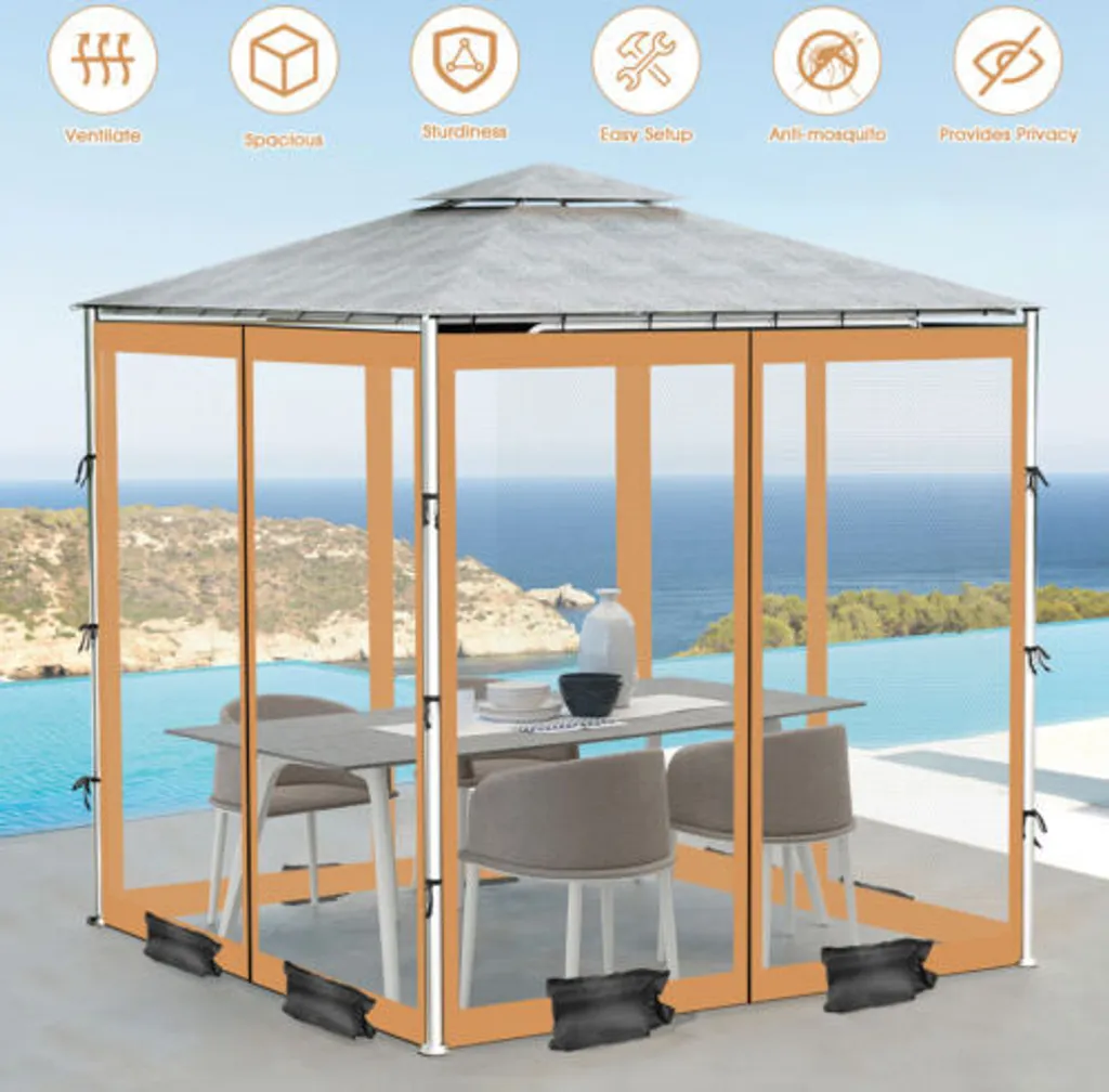 Moustiquaire de pavillon extérieure marron 3x3,6m avec leste