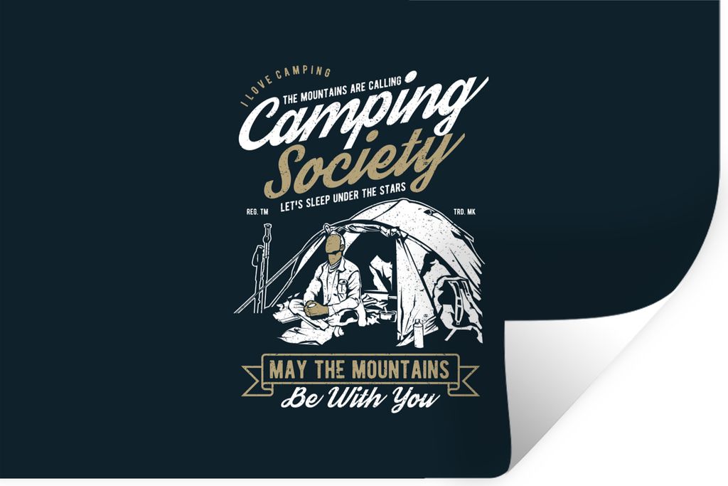 MuchoWow Wandtattoo Wandsticker Wandaufkleber Zelt - Camping - Vintage 90x60 cm Selbstklebend und Repositionierbar - Aufkleber