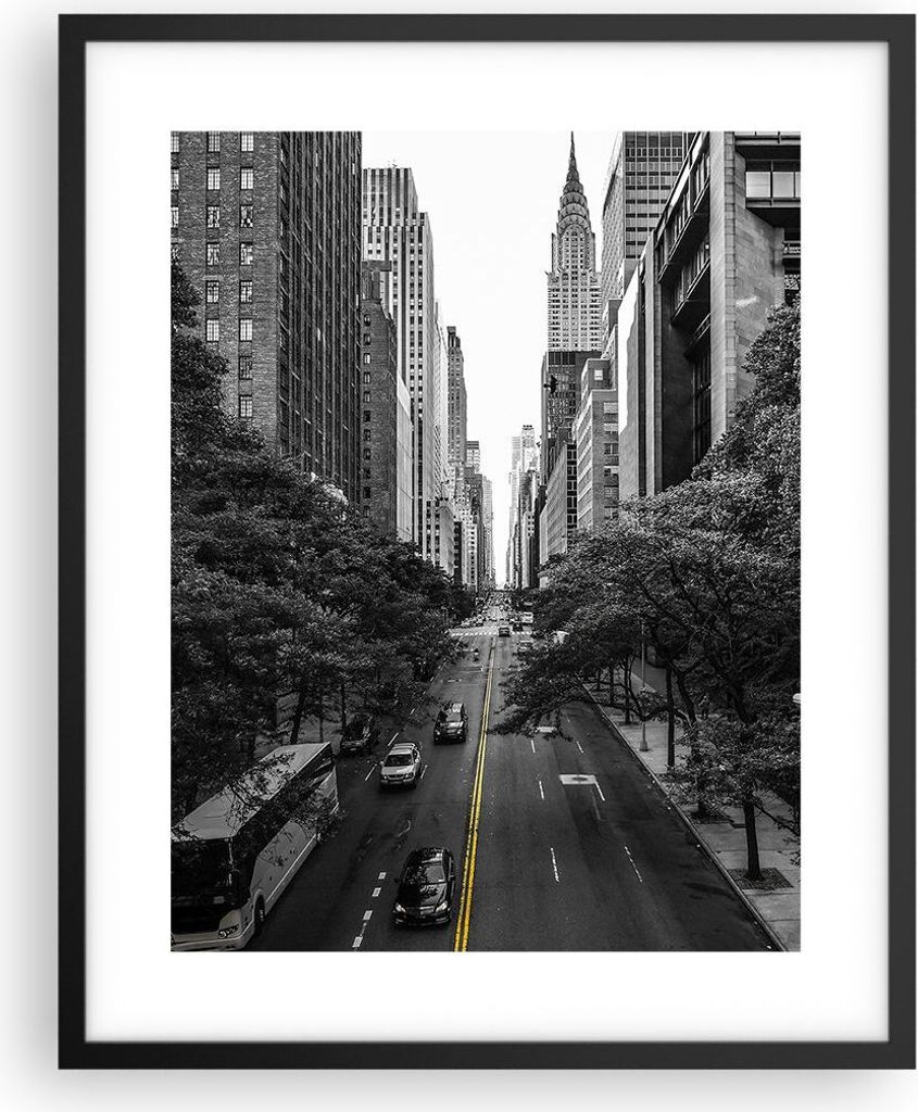Gerahmtes Poster - Schwarzer Rahmen - Broadway New York - 40x50 cm - Wand Bild - Wanddeko - Wandbilder - Kunstposter - Wandposter - Bilderrahmen - ...