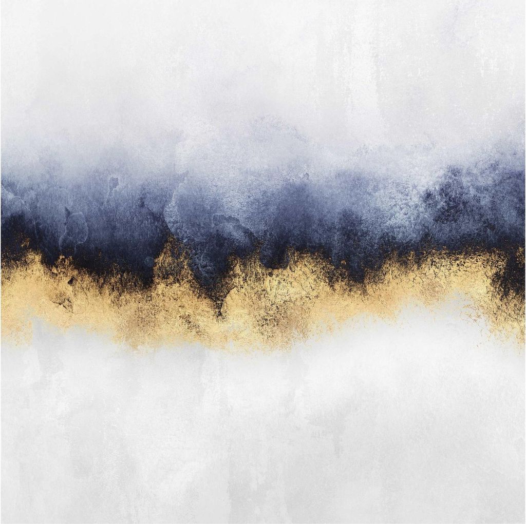 Fototapete Muster - Vliestapete - Bildtapete UV-beständig Design gold Aquarell Abstrakt Wandtapete geruchsfrei