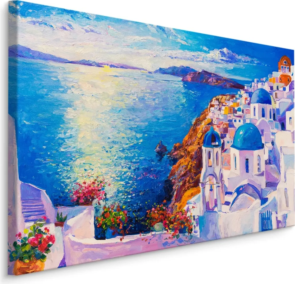 Quadro su Tela 70x50 Grecia e Mare - Decorazione Parete Moderna