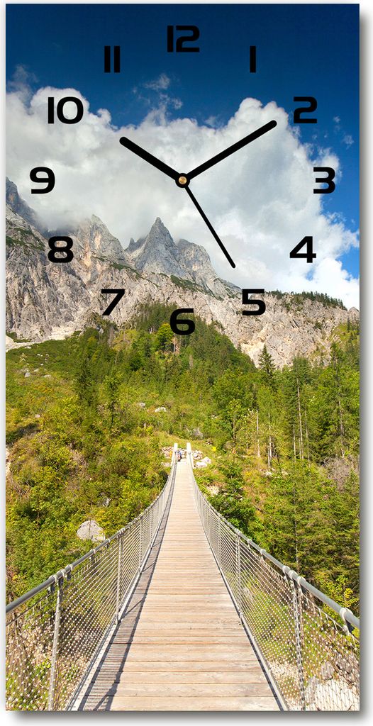 Wanduhr aus Glas – 30x60 cm - Glasbild - Glasuhr - Gehärtetes Glas -Hängebrücke
