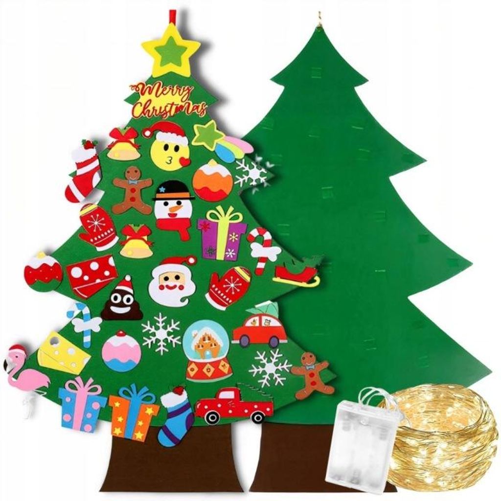 Filz Weihnachtsbaum für Kinder 95 cm mit 34 Filzornamenten Produktbild 