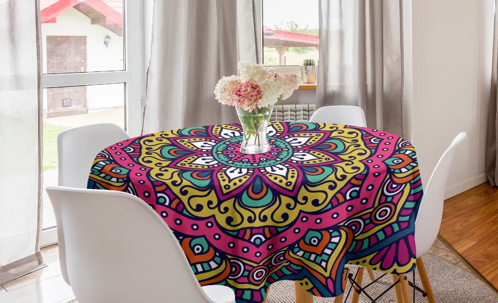 Tovaglia Circolare Mandala 150cm ABAKUHAUS | Decorazione Colorata