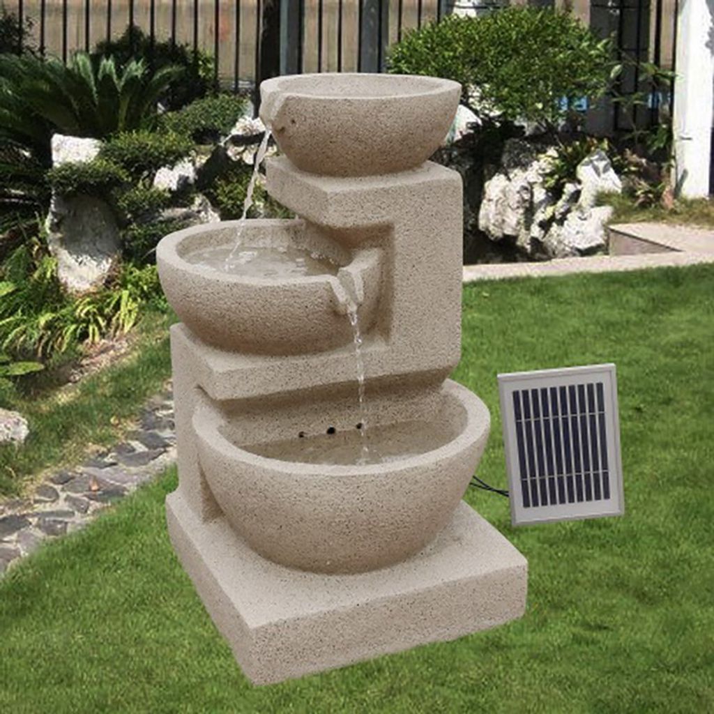 Stein-Kaskaden Gartenbrunnen 'Schwarzwald' Mit LED-Licht – 230V Für Innen & Außen, 35x30x39.5 Cm