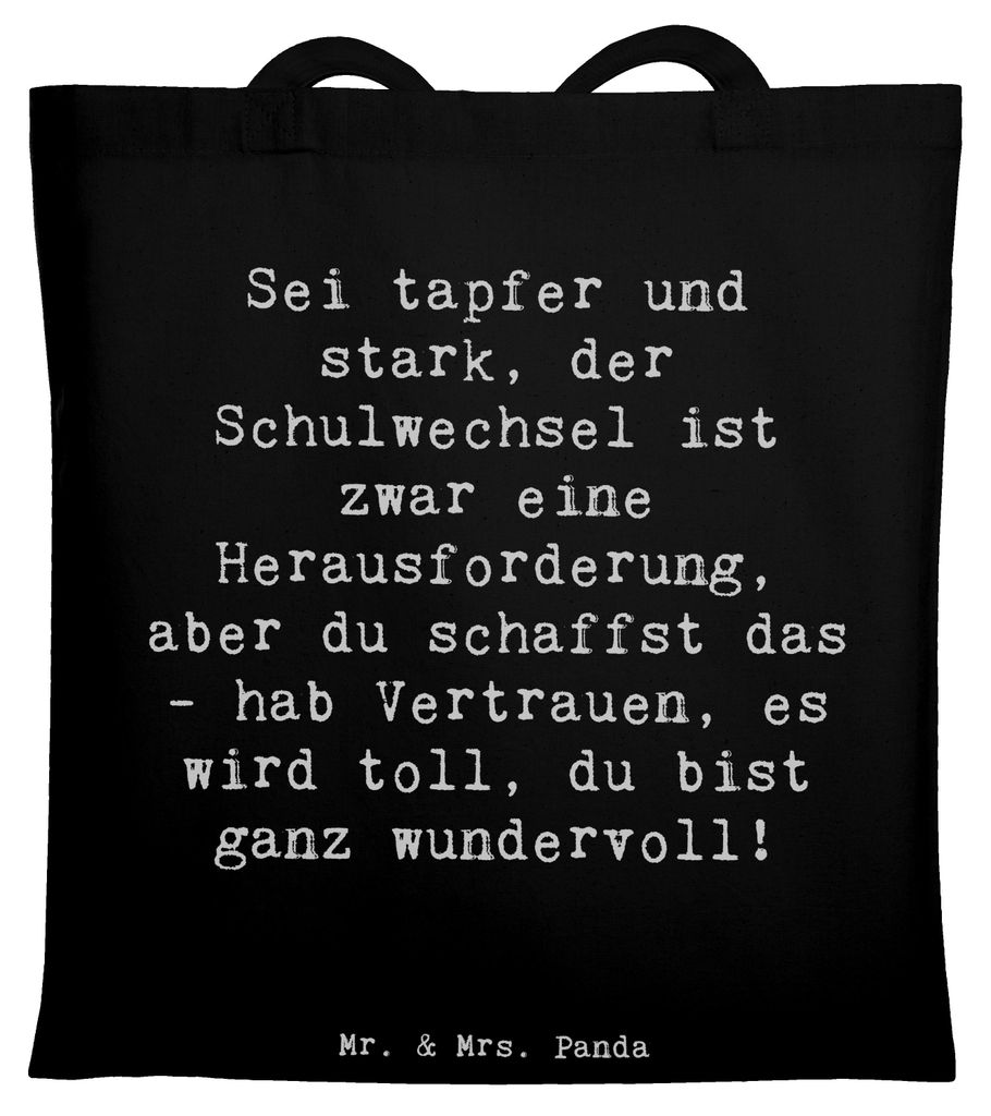 Mr. & Mrs. Panda Shopping Tasche Spruch Einen Schulwechsel bewältigen - Schwarz - Geschenk, Unterstützung, Tote Bag, totebag, persönliche Entwic...