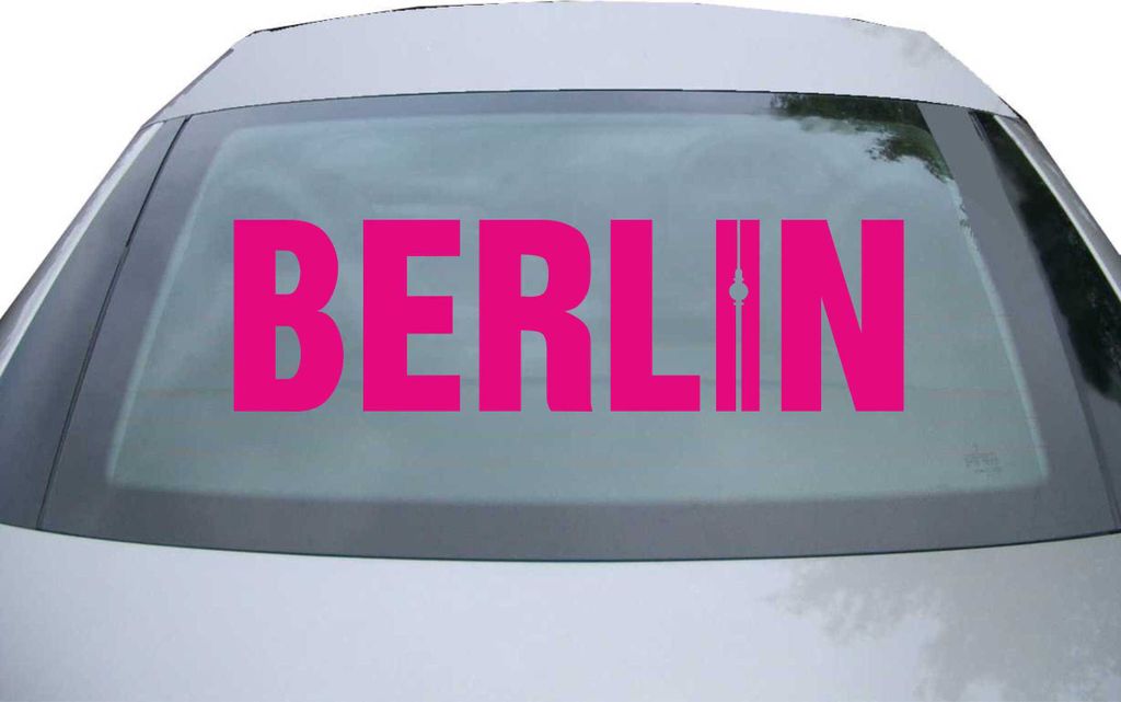 Indigos UG - Aufkleber Heckscheibe & Motorklappe DE7128 - pink - 600x171 mm - Berlin Schriftzug - Auto Scheiben Fenster Heckklappe Tuning Racing JD...