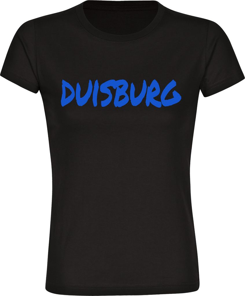 multifanshop Damen T-Shirt - Duisburg - Textmarker, schwarz, Größe M