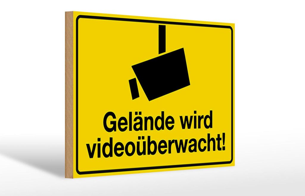 Holzschild Spruch 30x20cm Gelände wird videoüberwacht
