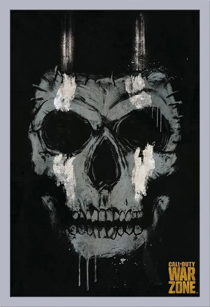Call Of Duty - Poster - Maschera + cornice rimovibile, Shinsuke® Maxi MDF argento, disco acrilico