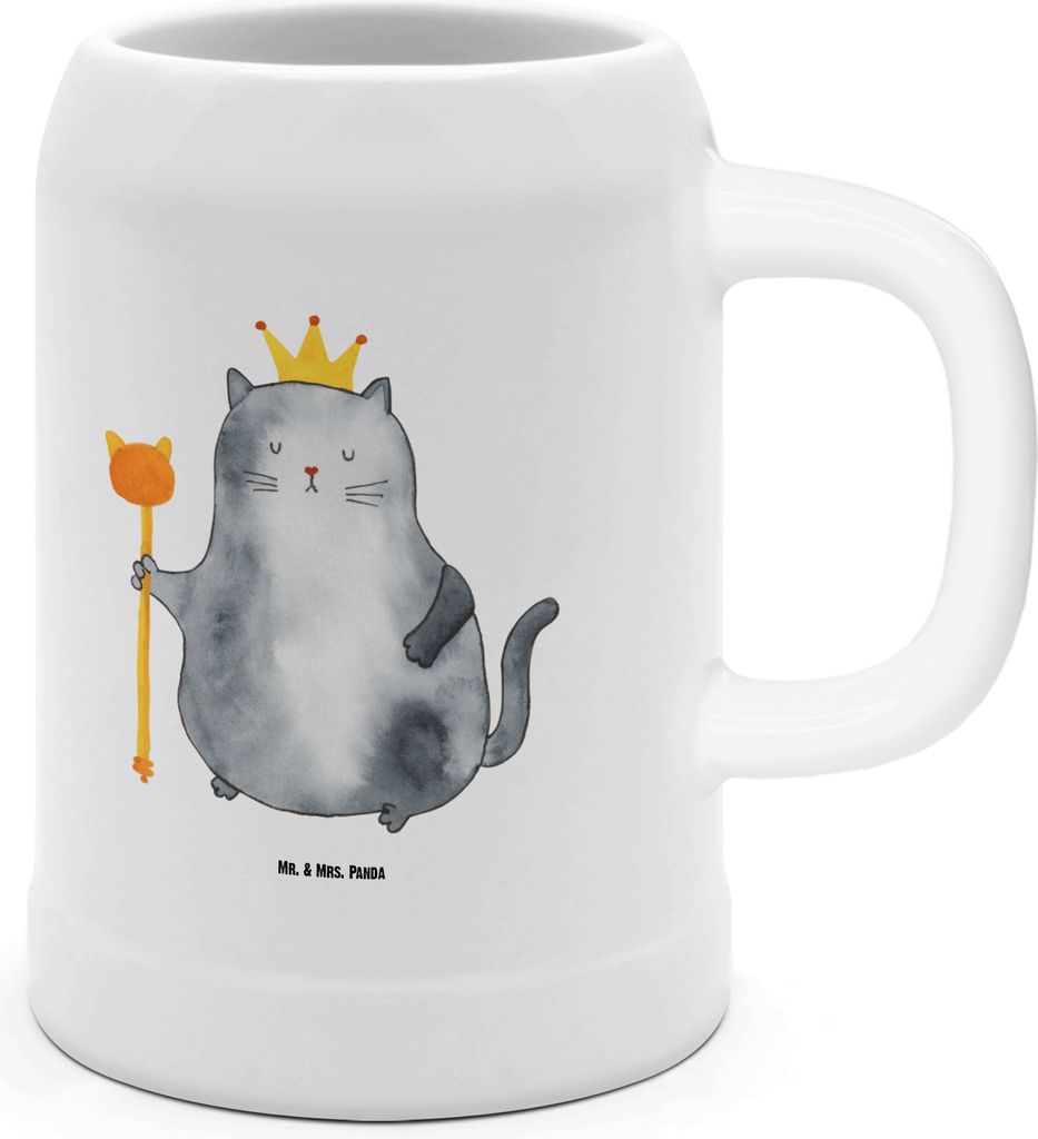Mr. & Mrs. Panda Steinkrug Katze König - Weiß - Geschenk, Produktbild 