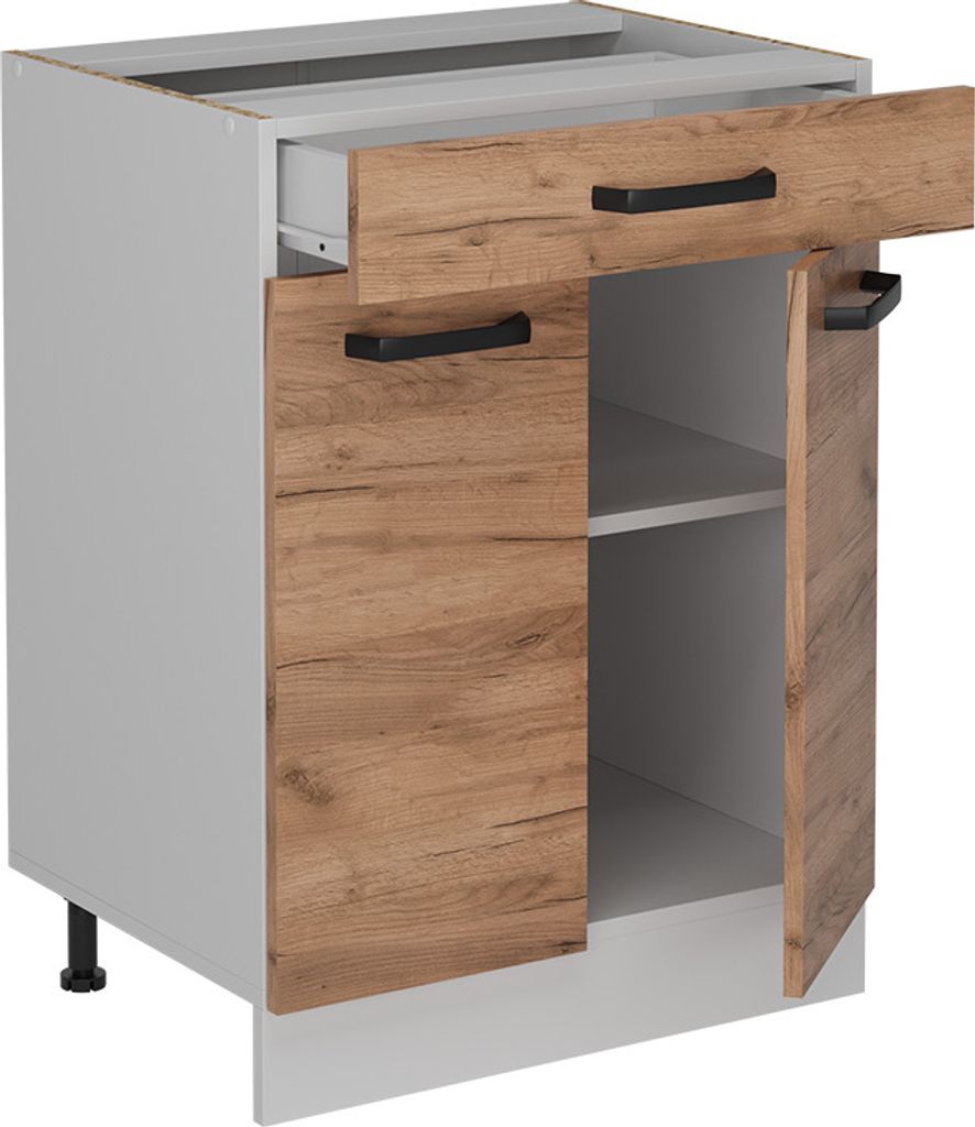 Küchenunterschrank Vicco R-Line Goldkraft Eiche 60 cm ohne Arbeitsplatte, Model 52285