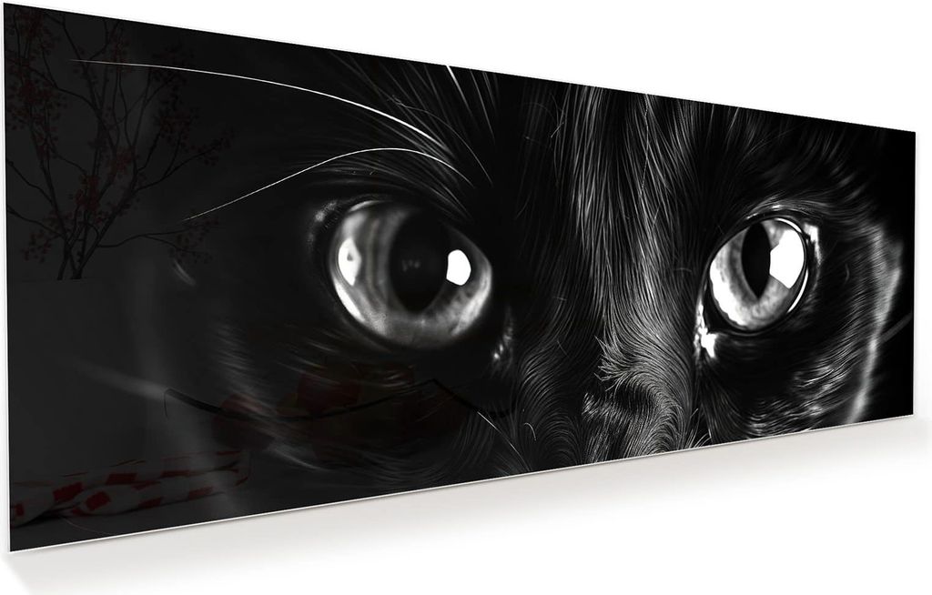 Glasbild 125x50cm in XXL für Wohnzimmer, Schlafzimmer Motiv Katzengesicht