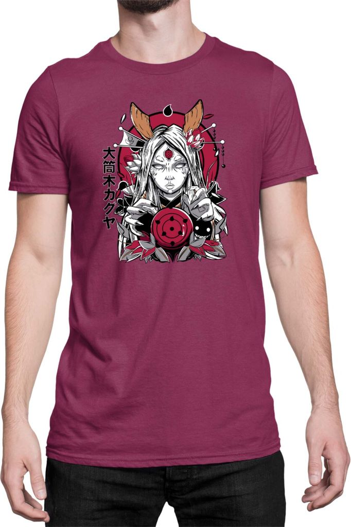 Herren T-Shirt Japan Anime Manga Naruto Kaguya Otsutsuki, Man S / Burgundy